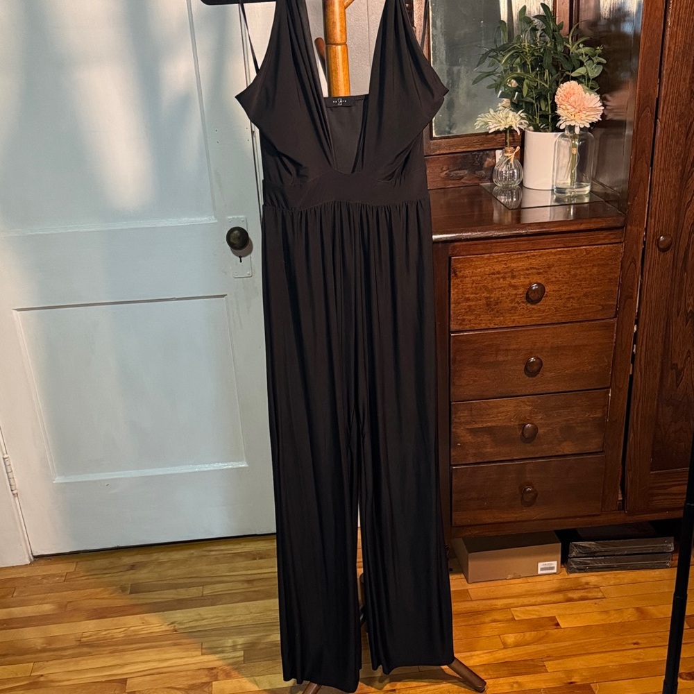 🖤 Saints 21 Black Deep-V Jumpsuit — Estimated Size S/M